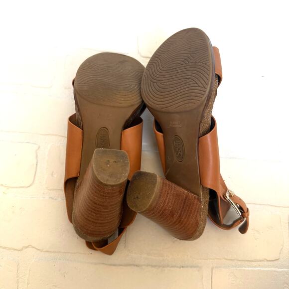 SOFFT Women's Cambry Brown Leather Block Heel Cross over Sandals sz 8.5 - Picture 2 of 7